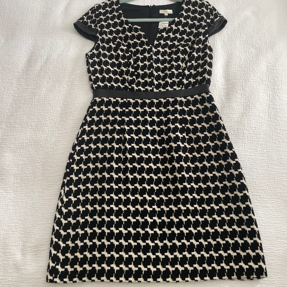 Shoshanna wool/cotton blend dress with lamb leather trim NWT size 2